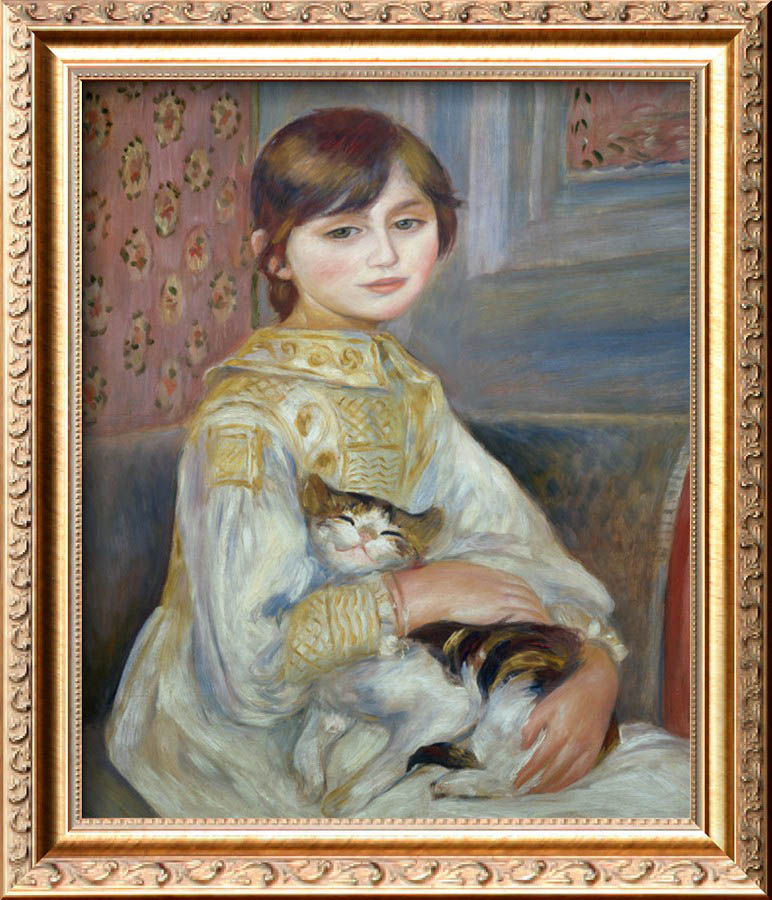 Portrait of Julie Manet or Little Girl with Cat - Pierre-Auguste Renoir painting on canvas